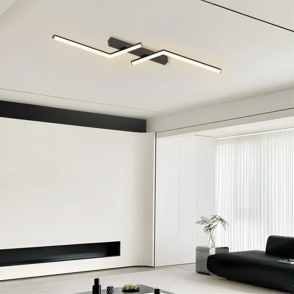 Modern Flush Mount LED Crossed Linear Strip Bar Ceiling Light With Geometric Design