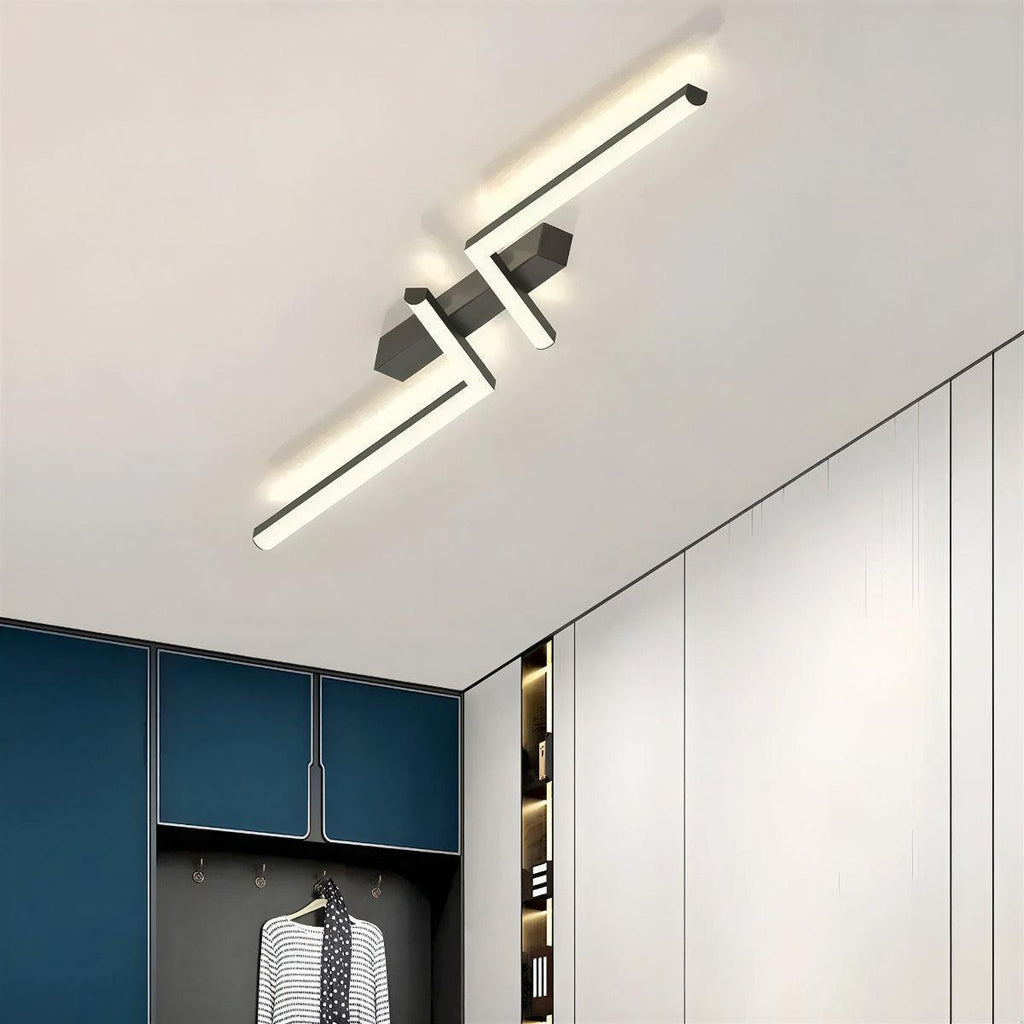 Modern Flush Mount LED Crossed Linear Strip Bar Ceiling Light With Geometric Design