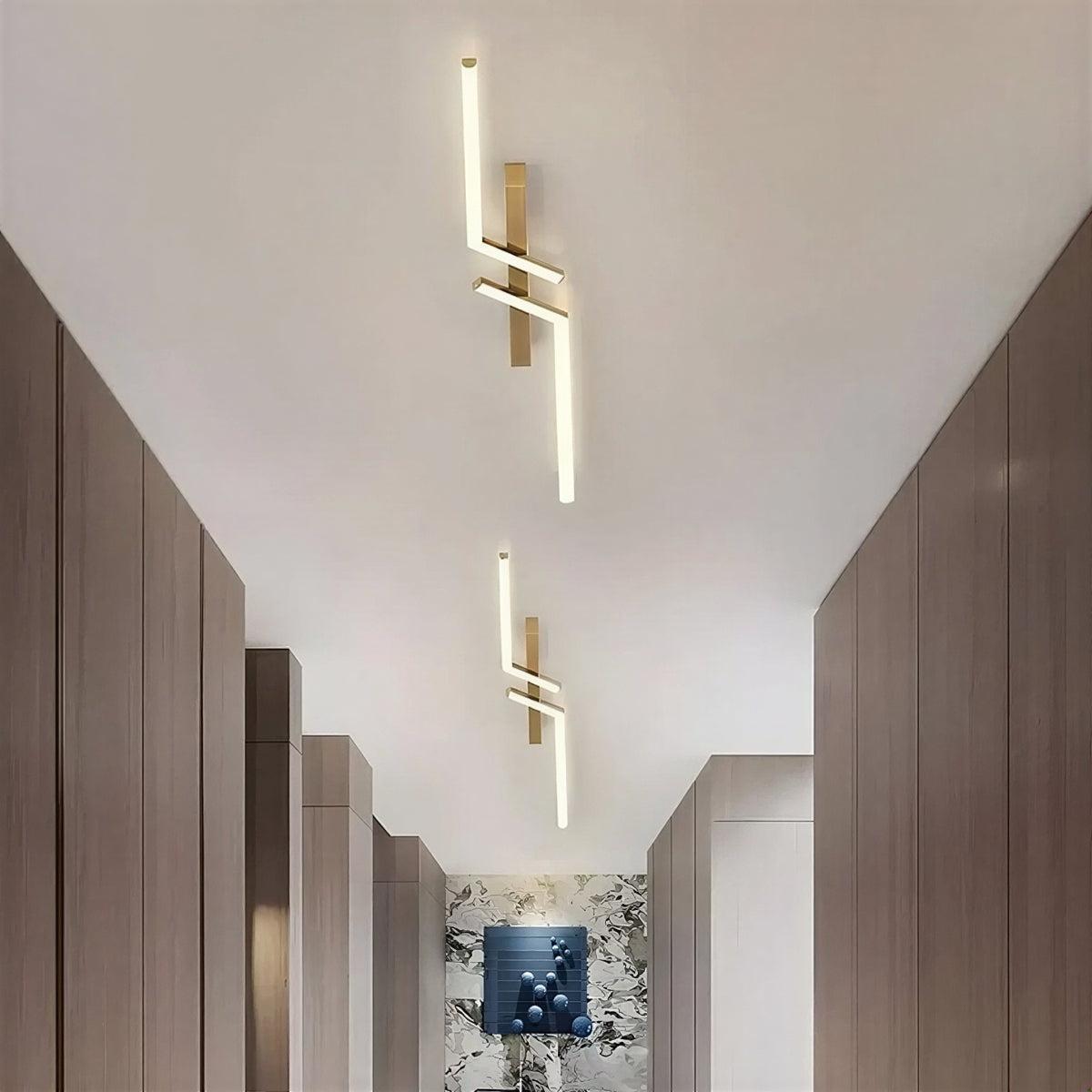 Modern Flush Mount LED Crossed Linear Strip Bar Ceiling Light With Geometric Design