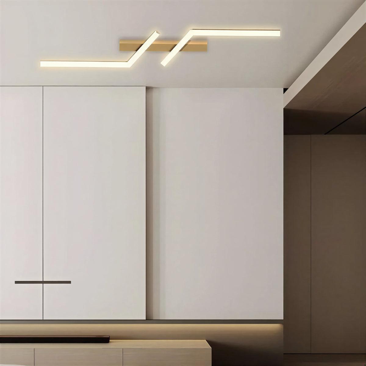 Modern Flush Mount LED Crossed Linear Strip Bar Ceiling Light With Geometric Design