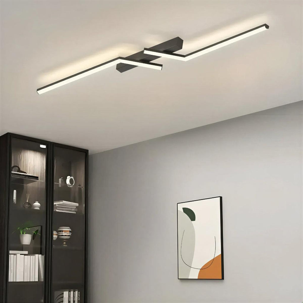 Modern Flush Mount LED Crossed Linear Strip Bar Ceiling Light With Geometric Design