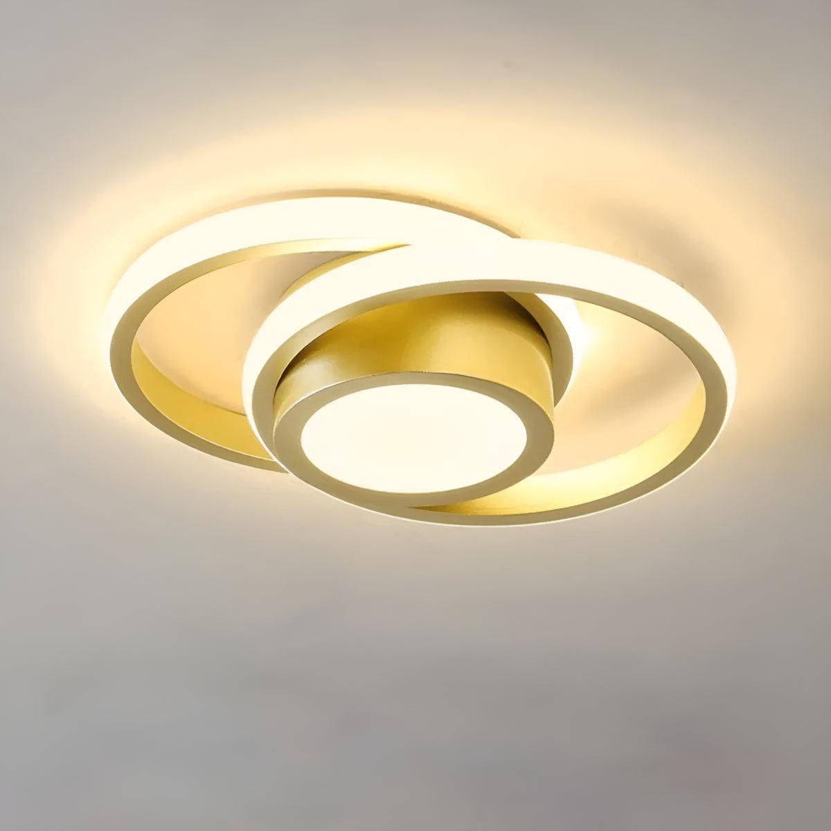 Modern Geometric Double Spiral Ring Flush Mount Ceiling Light Fixture