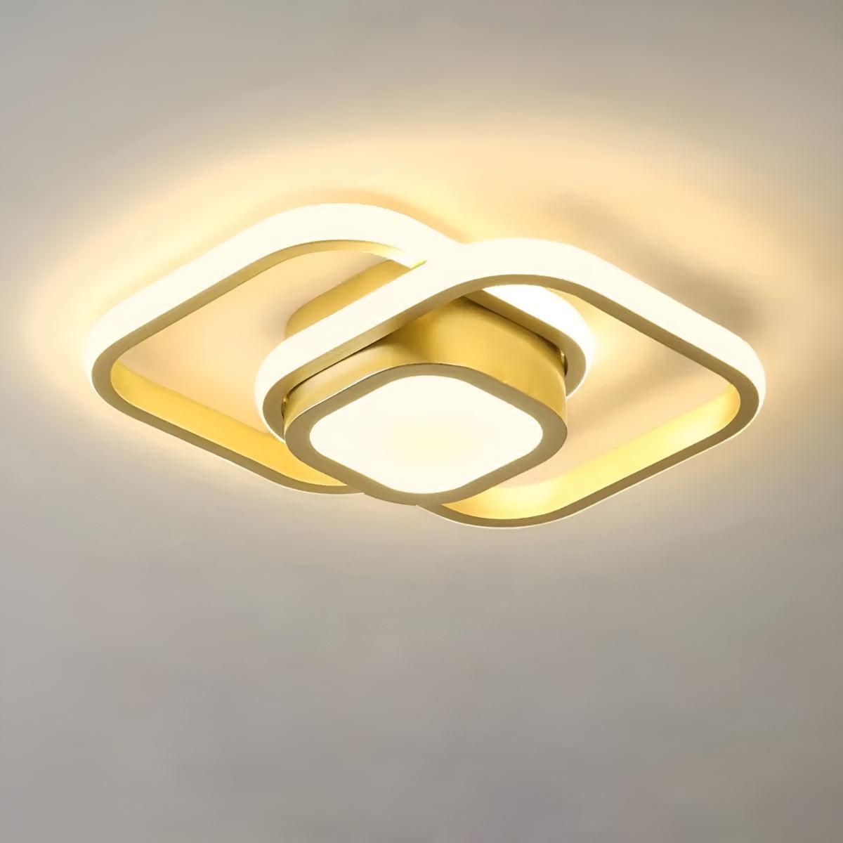Modern Geometric Double Spiral Ring Flush Mount Ceiling Light Fixture