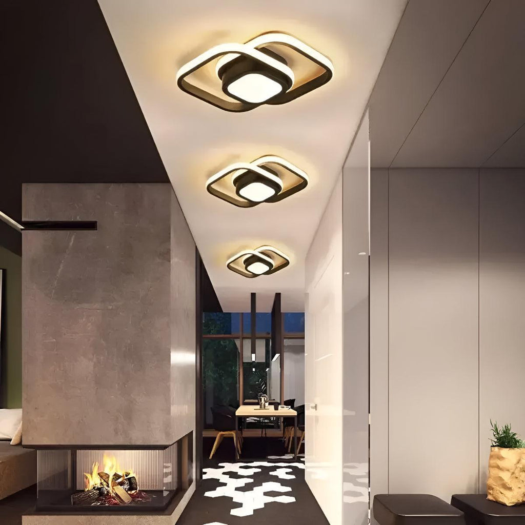 Modern Geometric Double Spiral Ring Flush Mount Ceiling Light Fixture