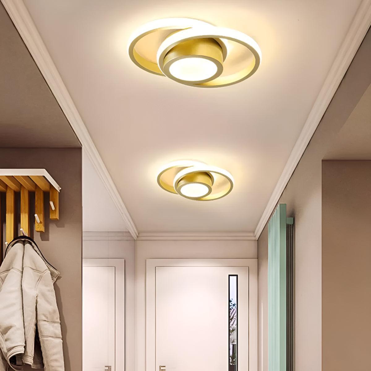 Modern Geometric Double Spiral Ring Flush Mount Ceiling Light Fixture