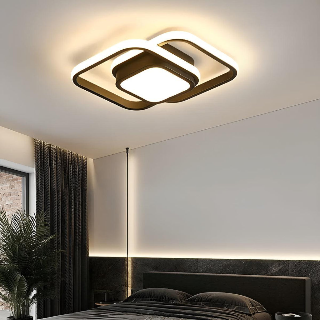 Modern Geometric Double Spiral Ring Flush Mount Ceiling Light Fixture