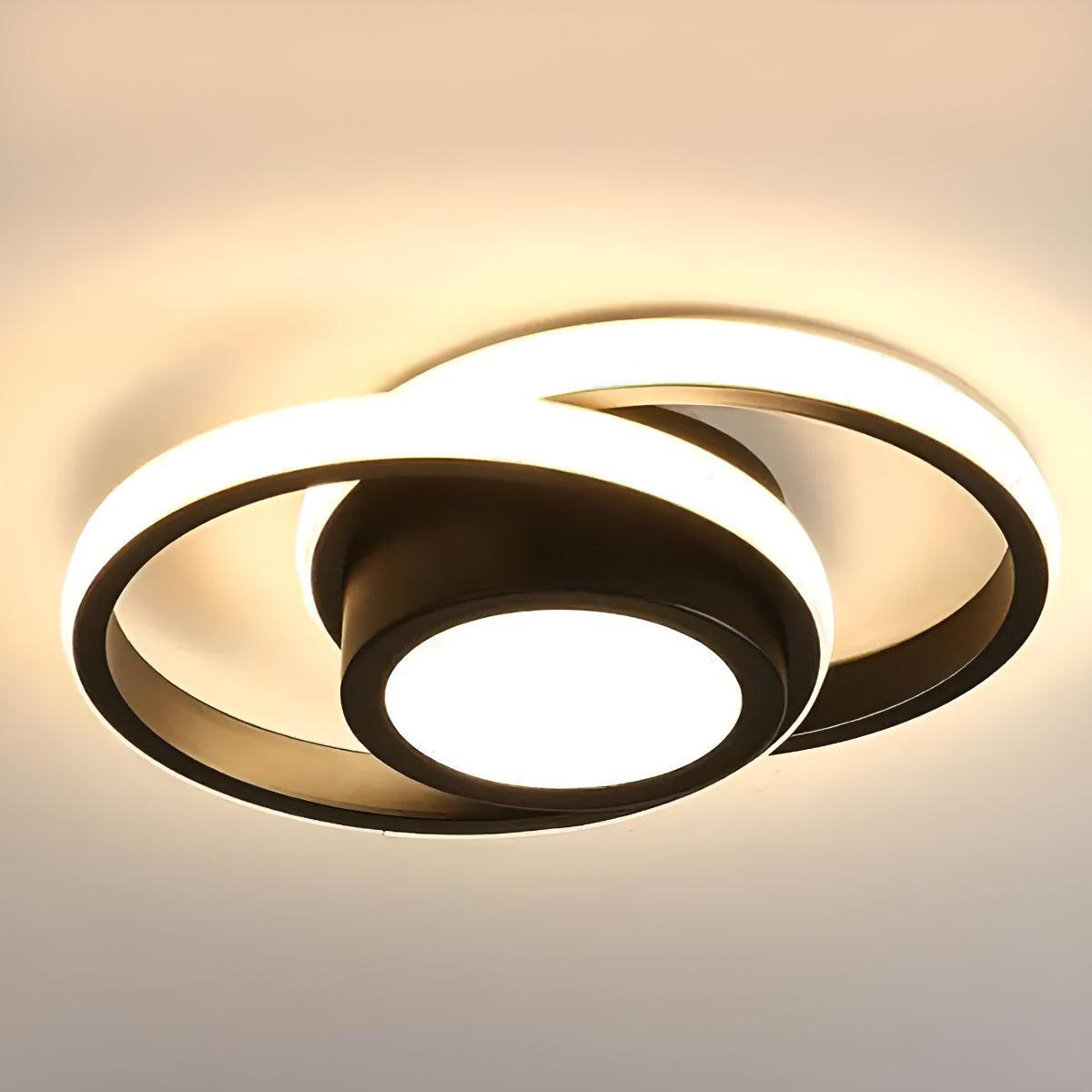 Modern Geometric Double Spiral Ring Flush Mount Ceiling Light Fixture