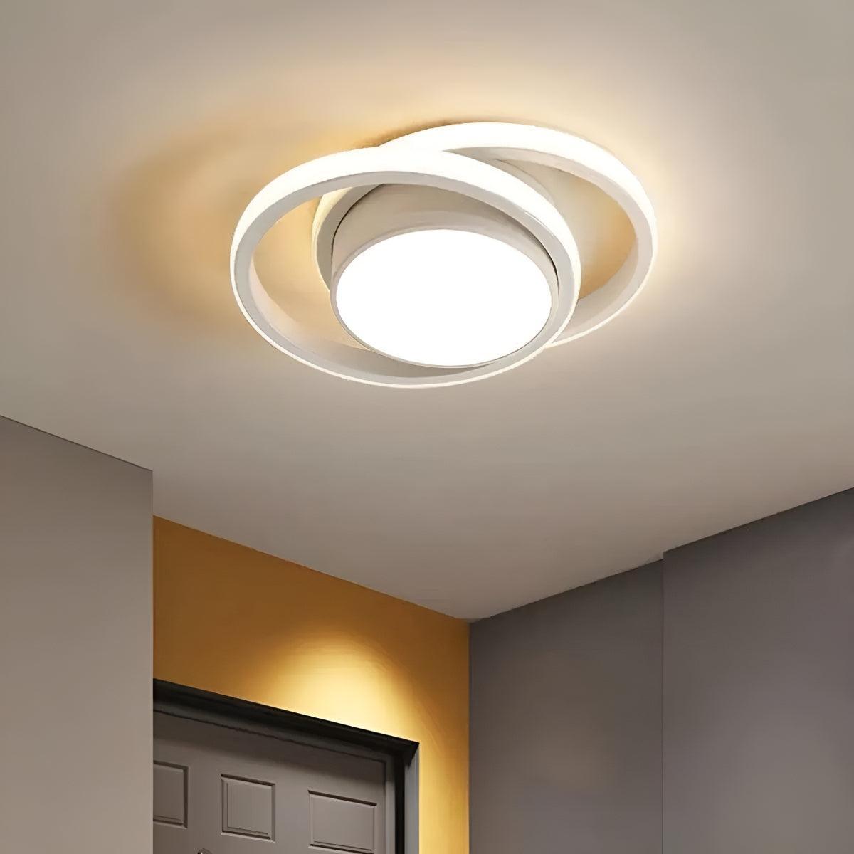 Modern Geometric Double Spiral Ring Flush Mount Ceiling Light Fixture
