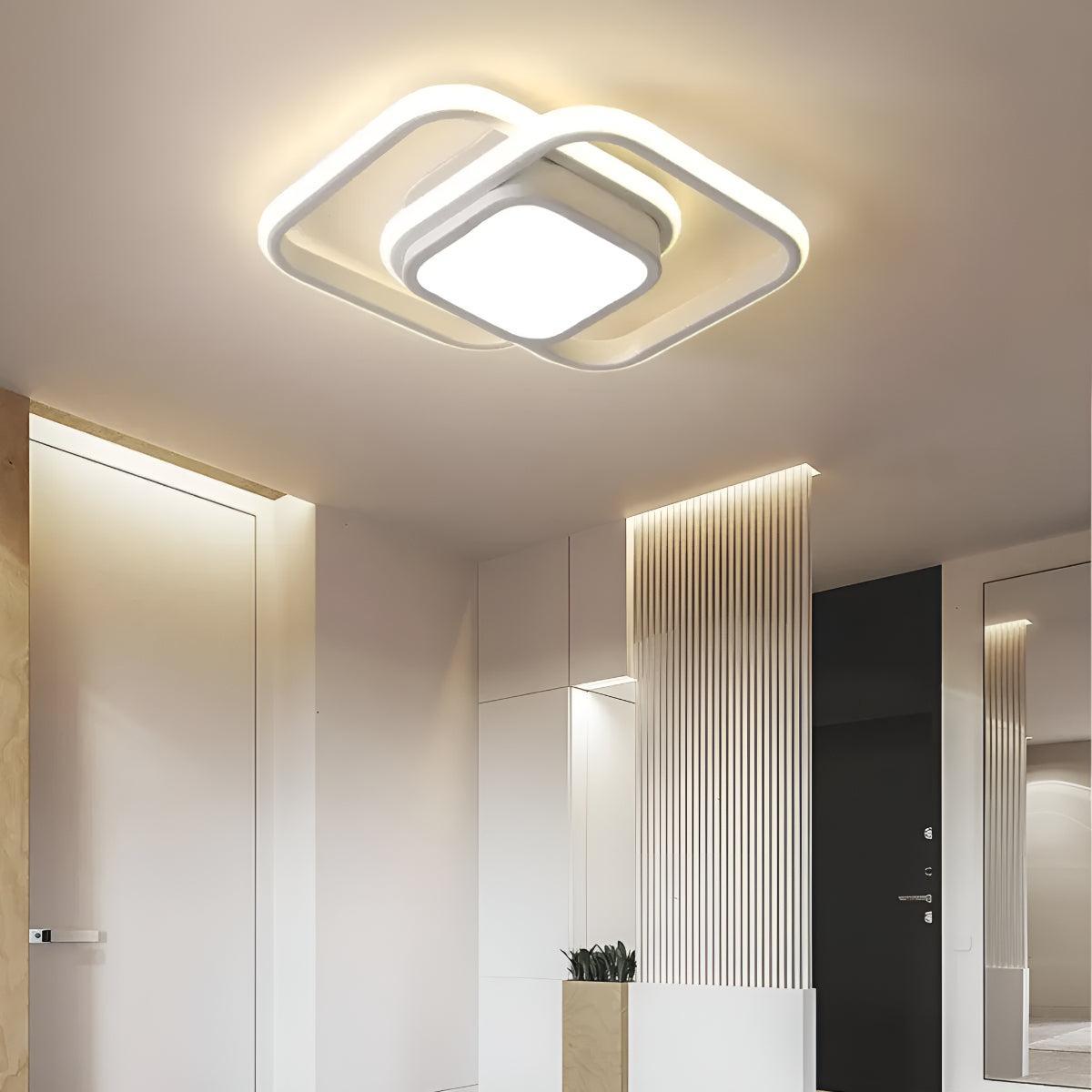 Modern Geometric Double Spiral Ring Flush Mount Ceiling Light Fixture
