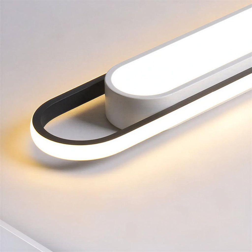 Modern LED Flush Mount Ceiling Light With Long Slim Oval Pill Design