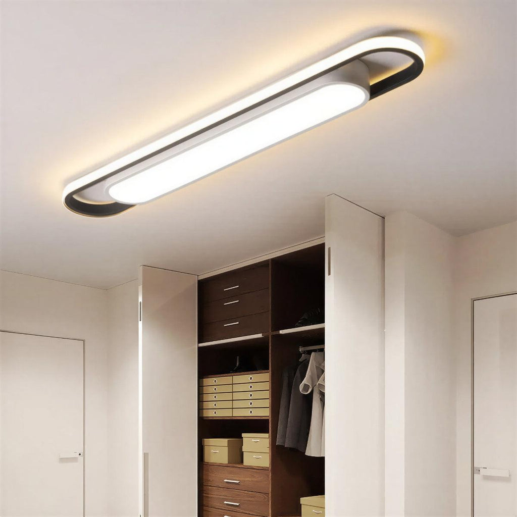 Modern LED Flush Mount Ceiling Light With Long Slim Oval Pill Design