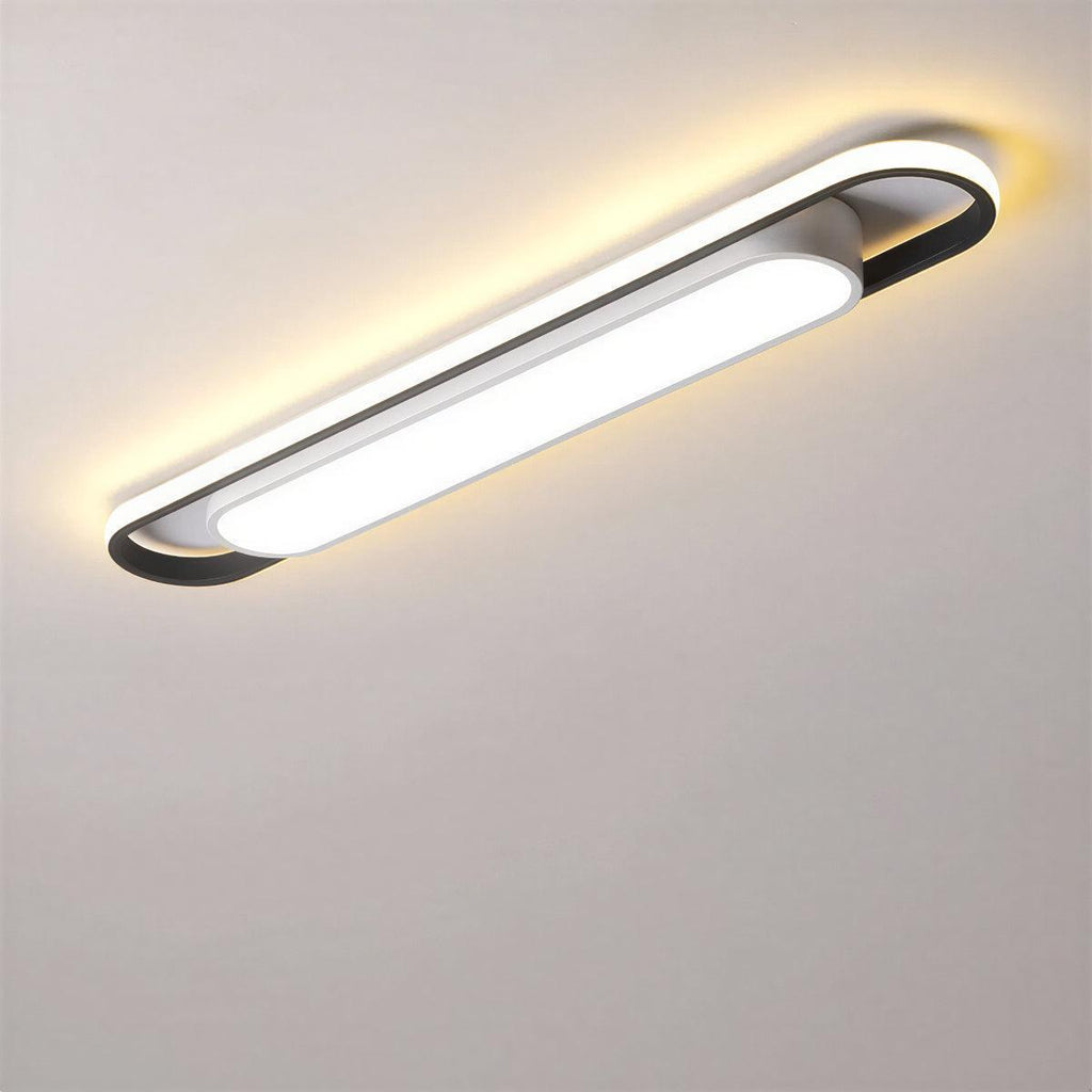 Modern LED Flush Mount Ceiling Light With Long Slim Oval Pill Design