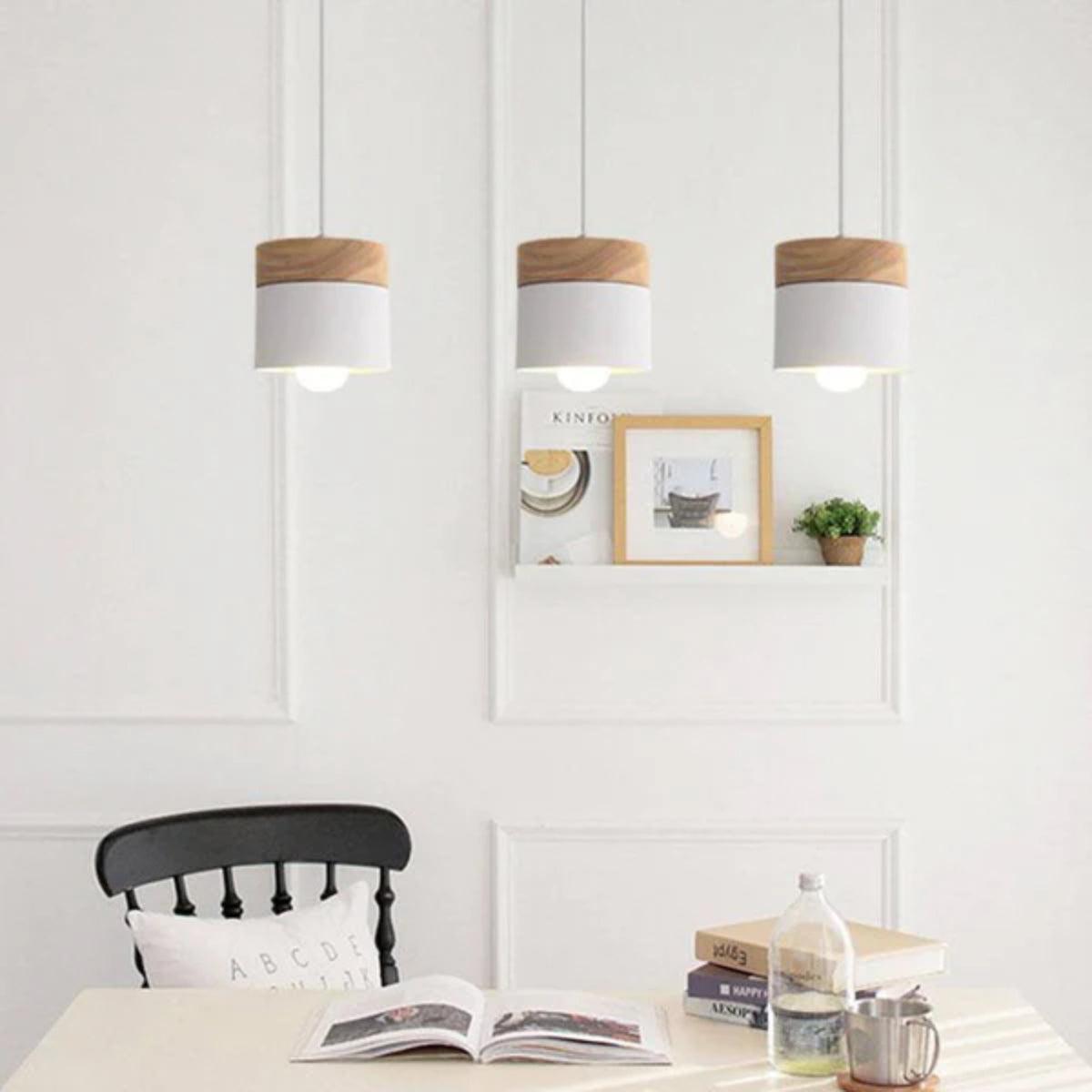 Modern Minimalistic Pendant Light With Stylish Wooden Base