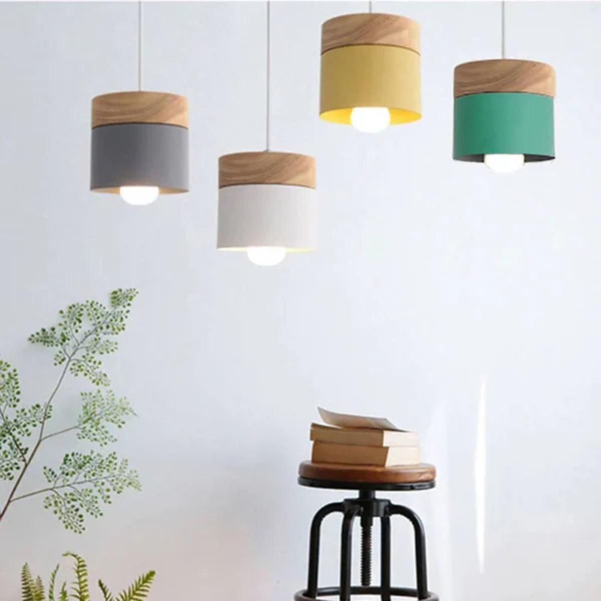 Modern Minimalistic Pendant Light With Stylish Wooden Base