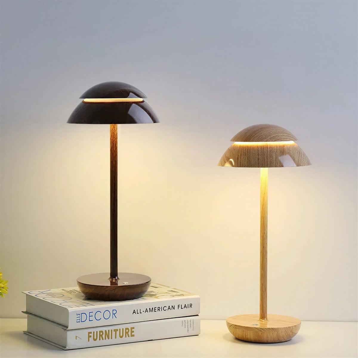 Modern Mushroom Shaped Table Lamp With Rechargeable Battery And Touch Dimmer Control