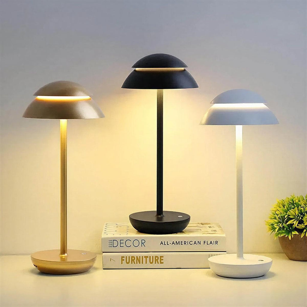 Modern Mushroom Shaped Table Lamp With Rechargeable Battery And Touch Dimmer Control