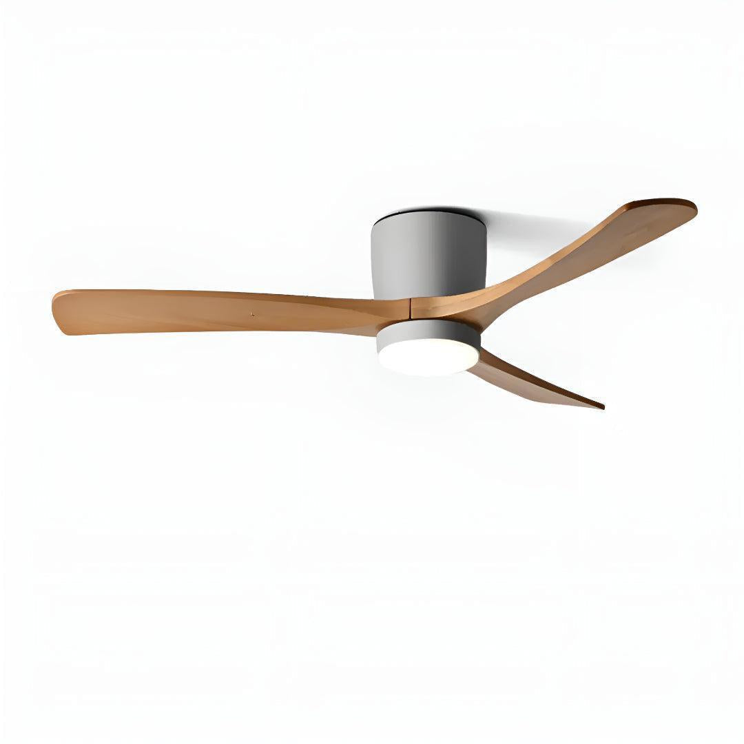 Modern Nordic Wooden Overhead Ceiling Fan Light With Flush Mount Design