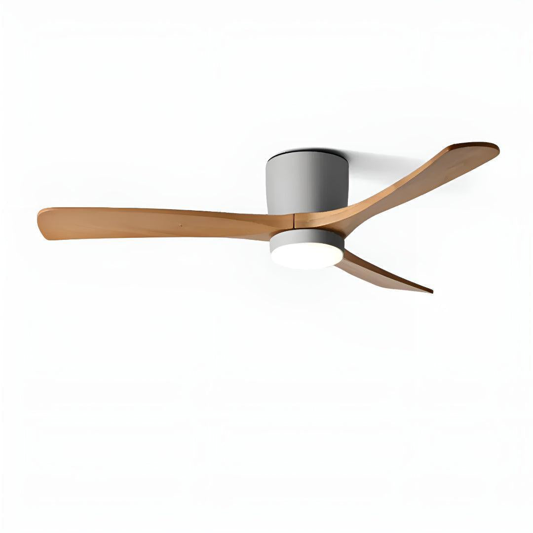 Modern Nordic Wooden Overhead Ceiling Fan Light With Flush Mount Design