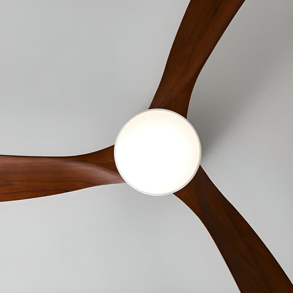 Modern Nordic Wooden Overhead Ceiling Fan Light With Flush Mount Design