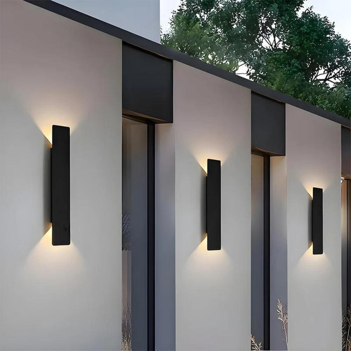 Modern Outdoor Exterior Wall Light With Dual Up Down Illumination