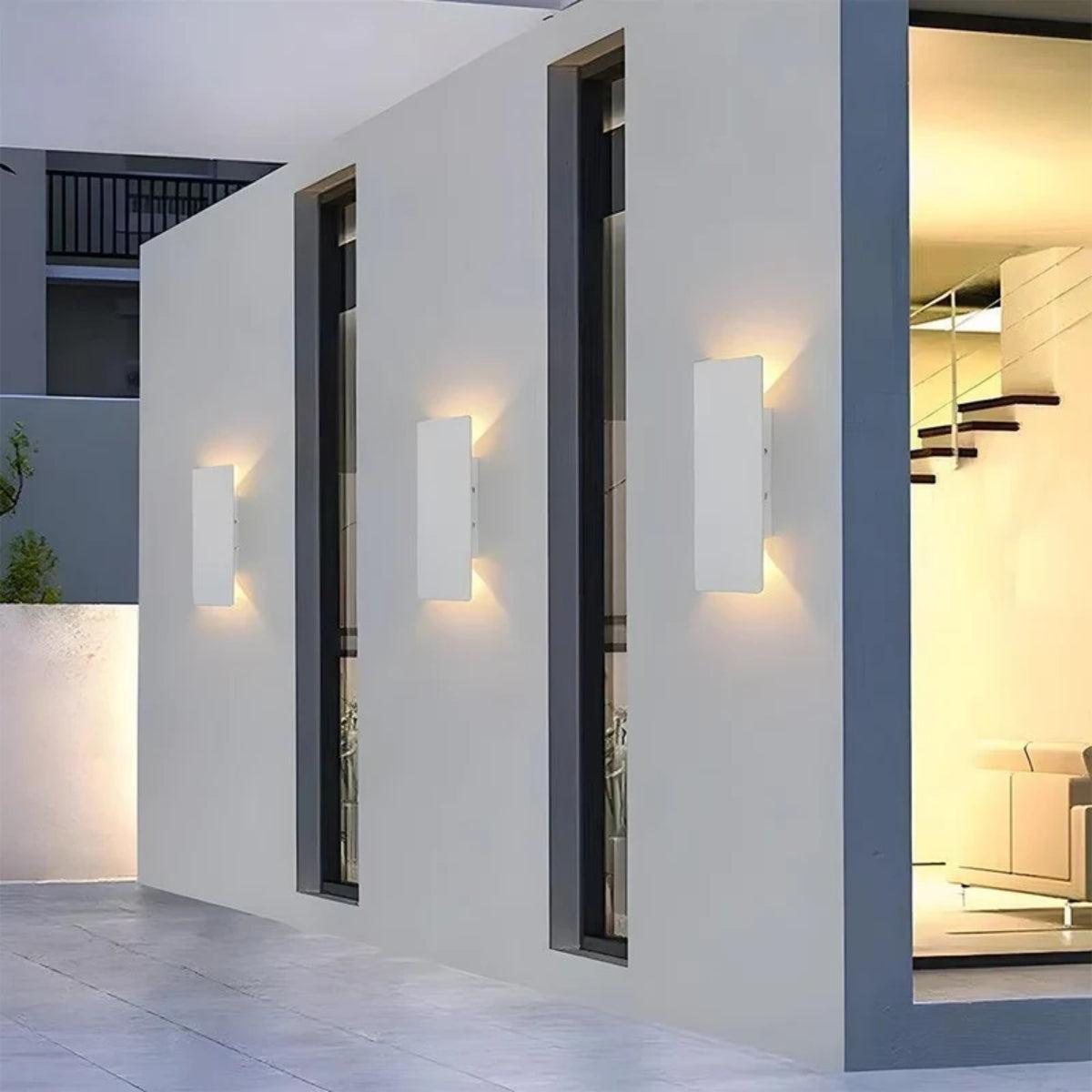 Modern Outdoor Exterior Wall Light With Dual Up Down Illumination