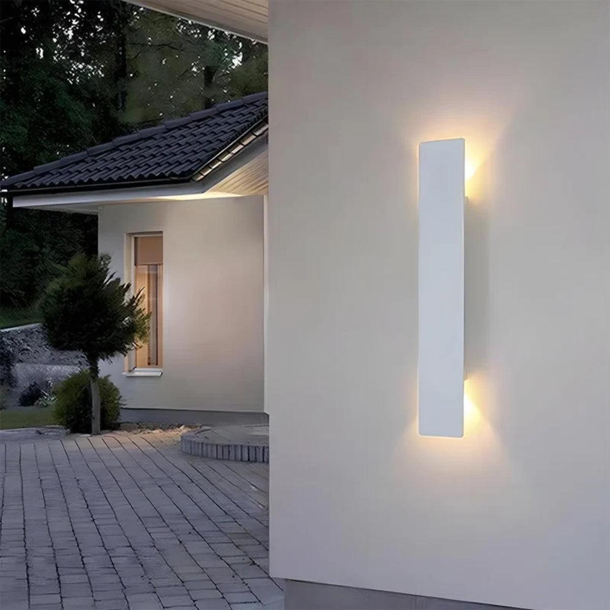 Modern Outdoor Exterior Wall Light With Dual Up Down Illumination