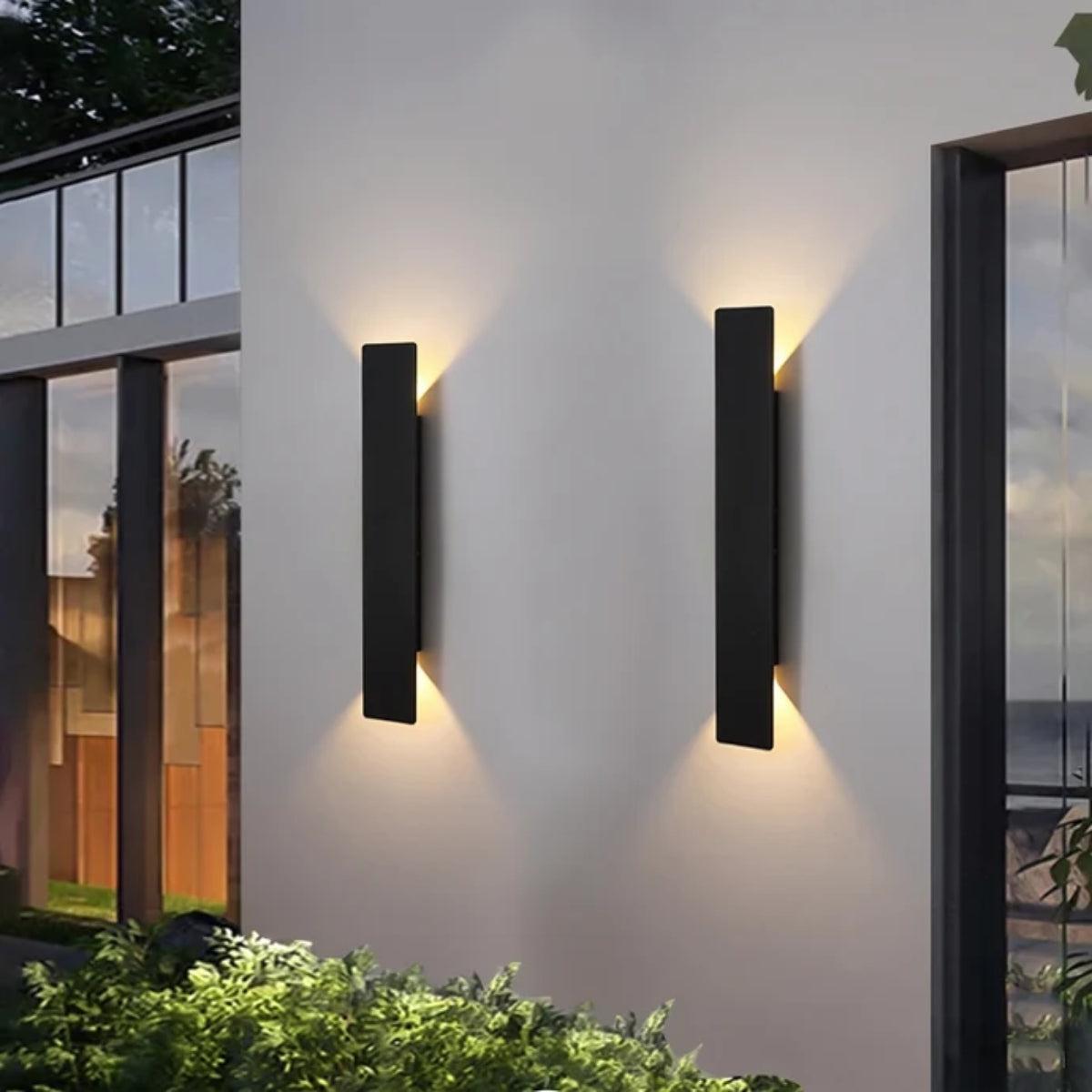 Modern Outdoor Exterior Wall Light With Dual Up Down Illumination