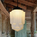 Modern Pendant Light Fixture With Geometric Frosted Glass Shade