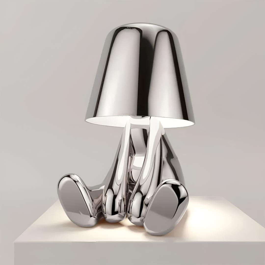 Modern Person Table Lamp With Cordless Rechargeable Touch Dimming Design