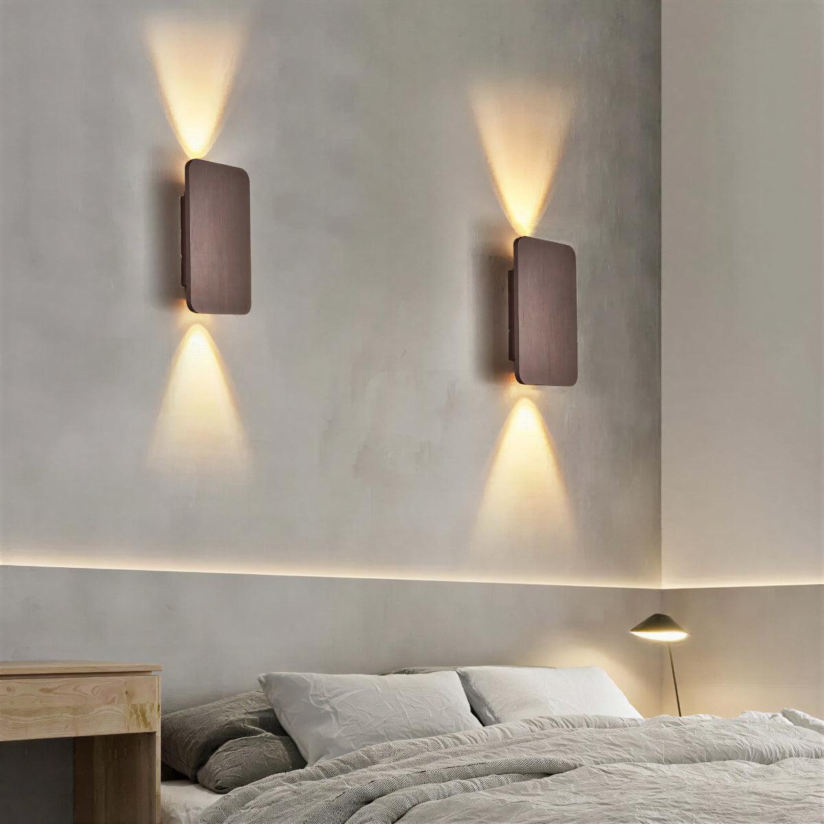 Modern Rectangular Wall Sconce Light With Dual Up Down Beam Lighting