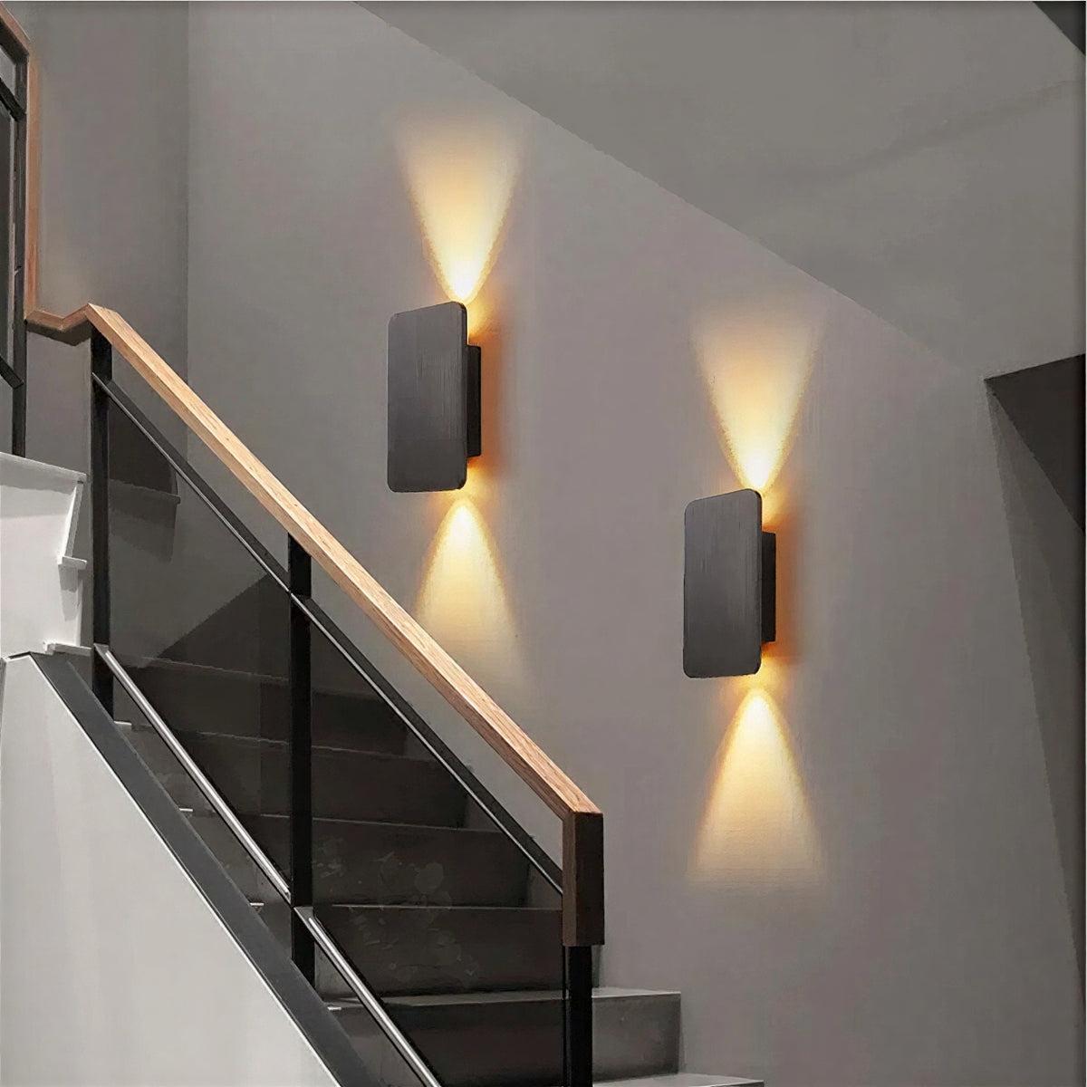 Modern Rectangular Wall Sconce Light With Dual Up Down Beam Lighting