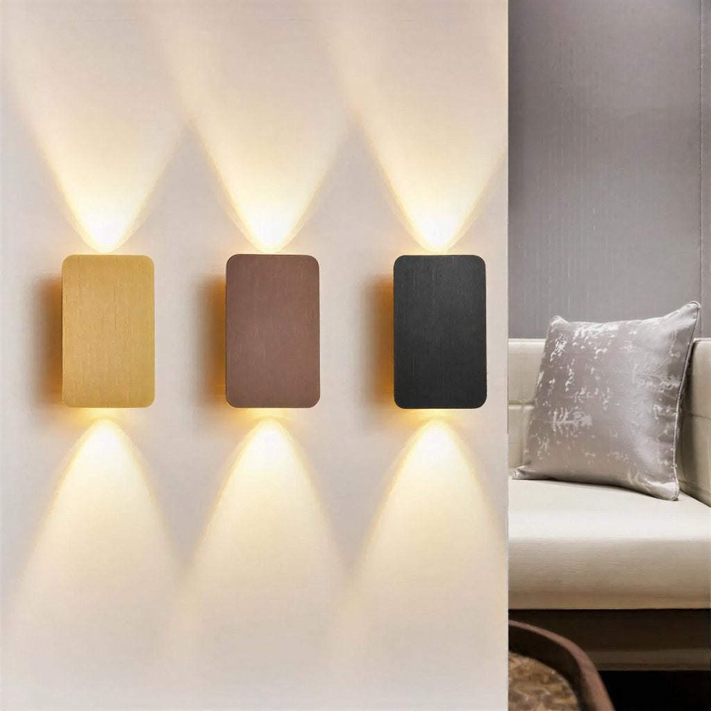 Modern Rectangular Wall Sconce Light With Dual Up Down Beam Lighting