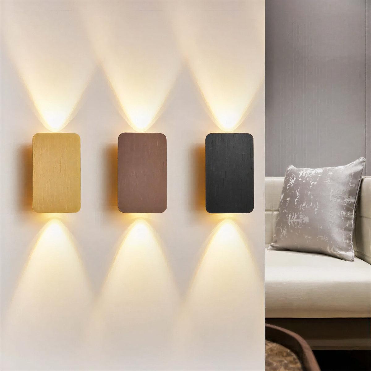 Modern Rectangular Wall Sconce Light With Dual Up Down Beam Lighting