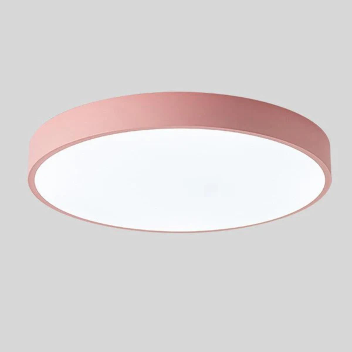 Modern Round LED Flush Mount Ceiling Light With Wood Grain Accent