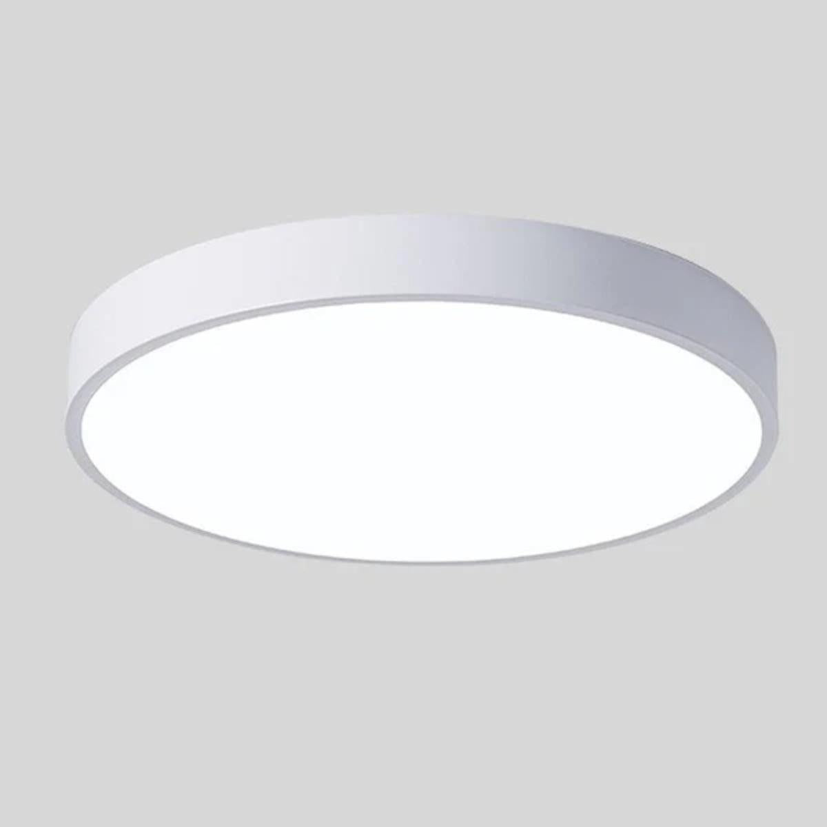 Modern Round LED Flush Mount Ceiling Light With Wood Grain Accent