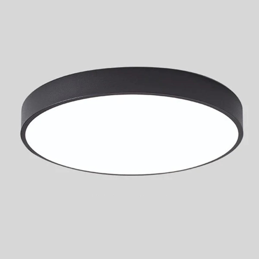 Modern Round LED Flush Mount Ceiling Light With Wood Grain Accent