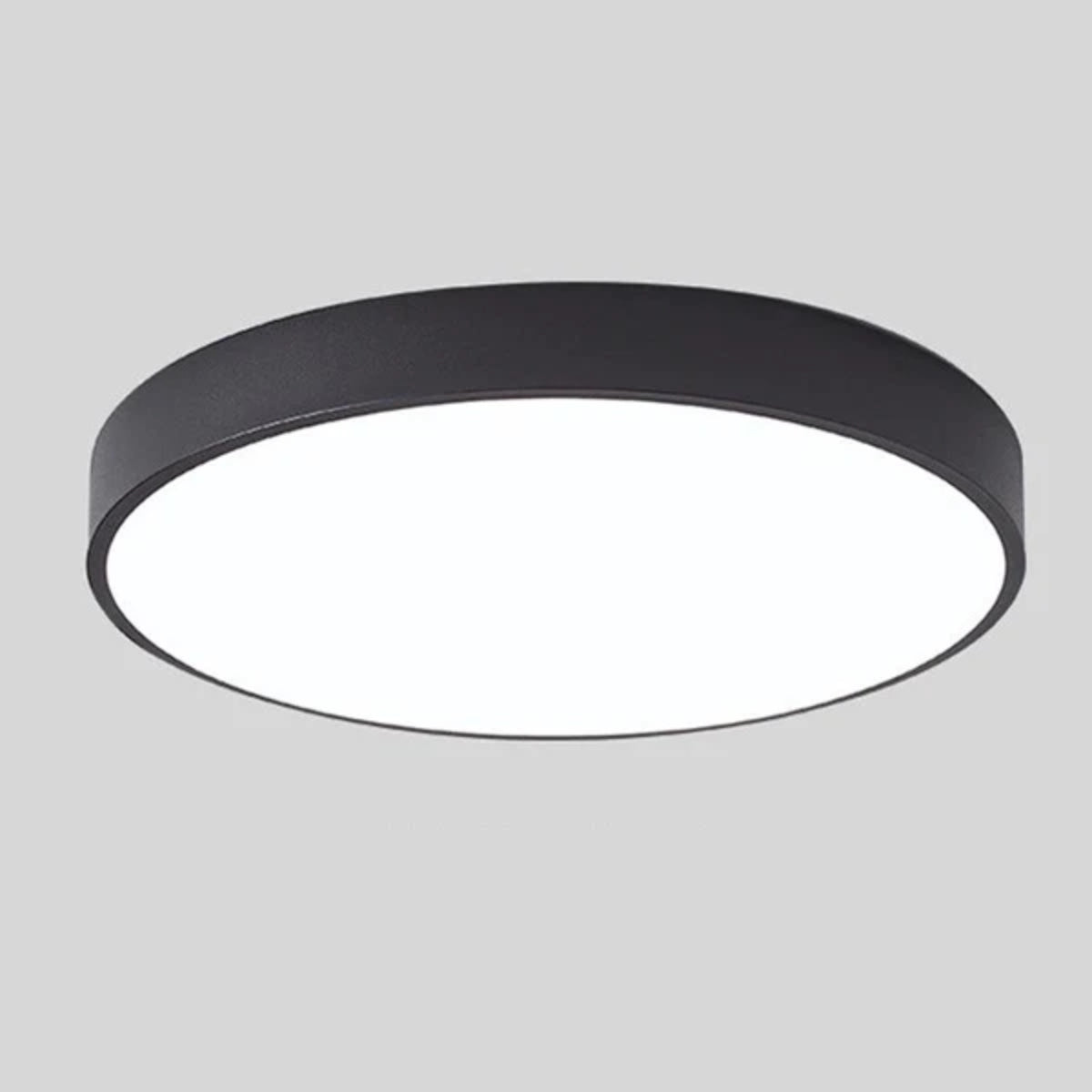 Modern Round LED Flush Mount Ceiling Light With Wood Grain Accent