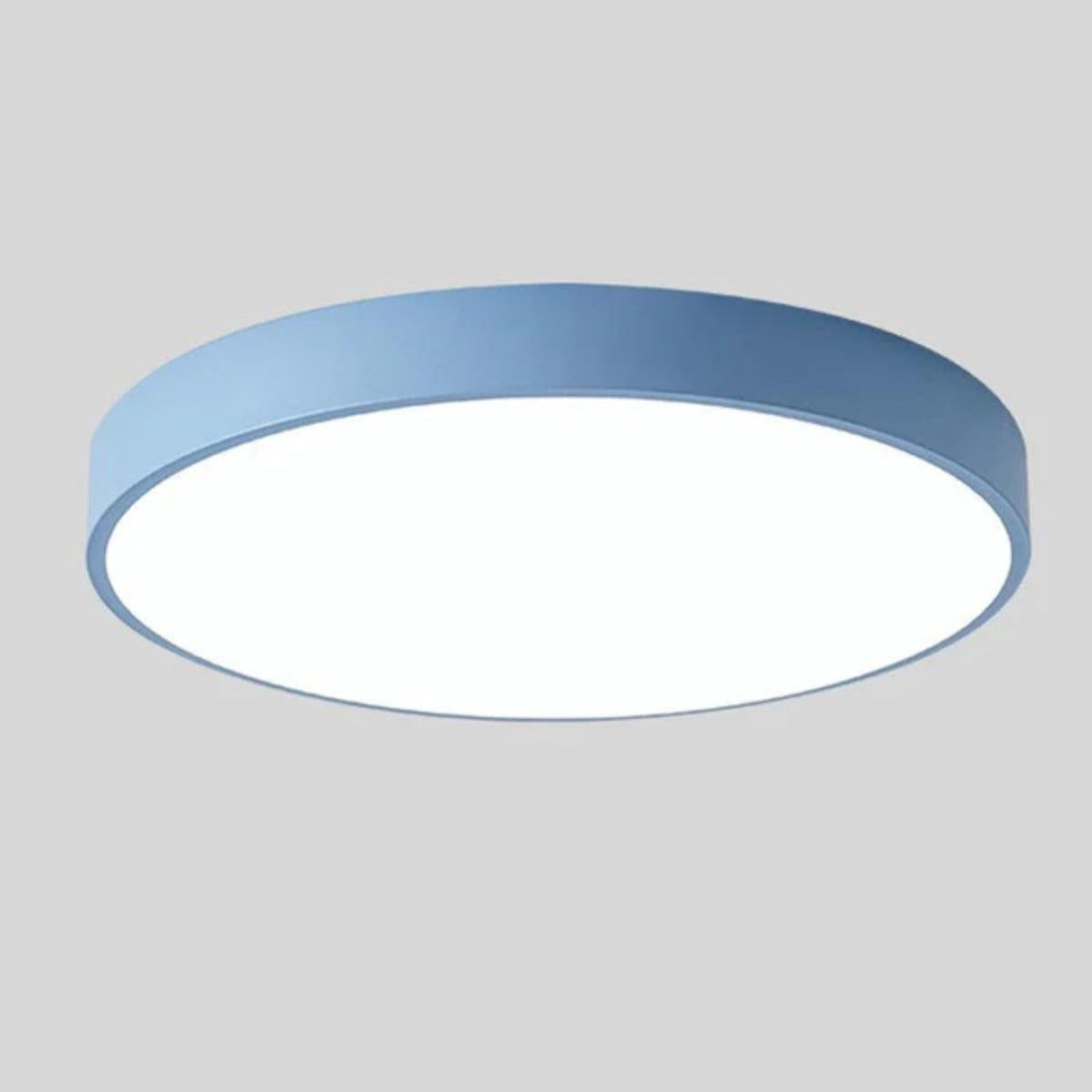 Modern Round LED Flush Mount Ceiling Light With Wood Grain Accent