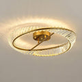 Modern Round Spiraled Crystal LED Ceiling Light Fixture With Flush Mount Frame