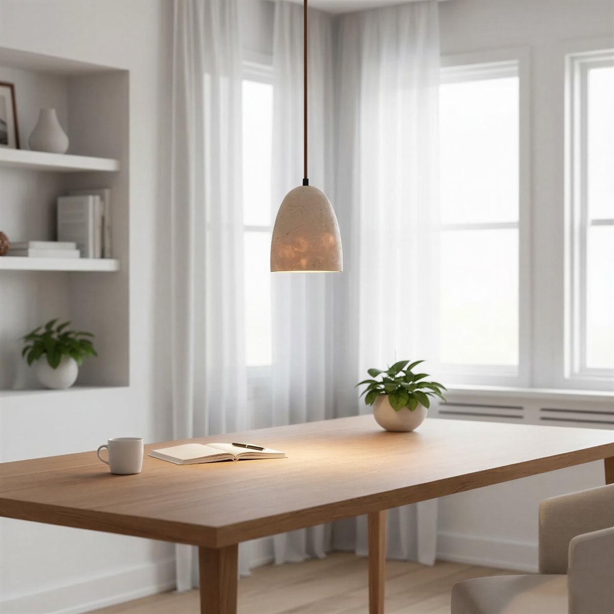 Modern Stone Hanging Pendant Light Fixture With Warm Glow