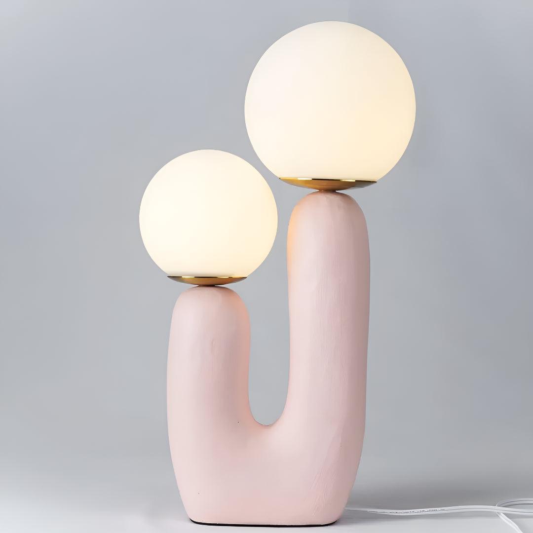 Modern Table Lamp With Unique Minimalist Sculptural Dual Globe Design