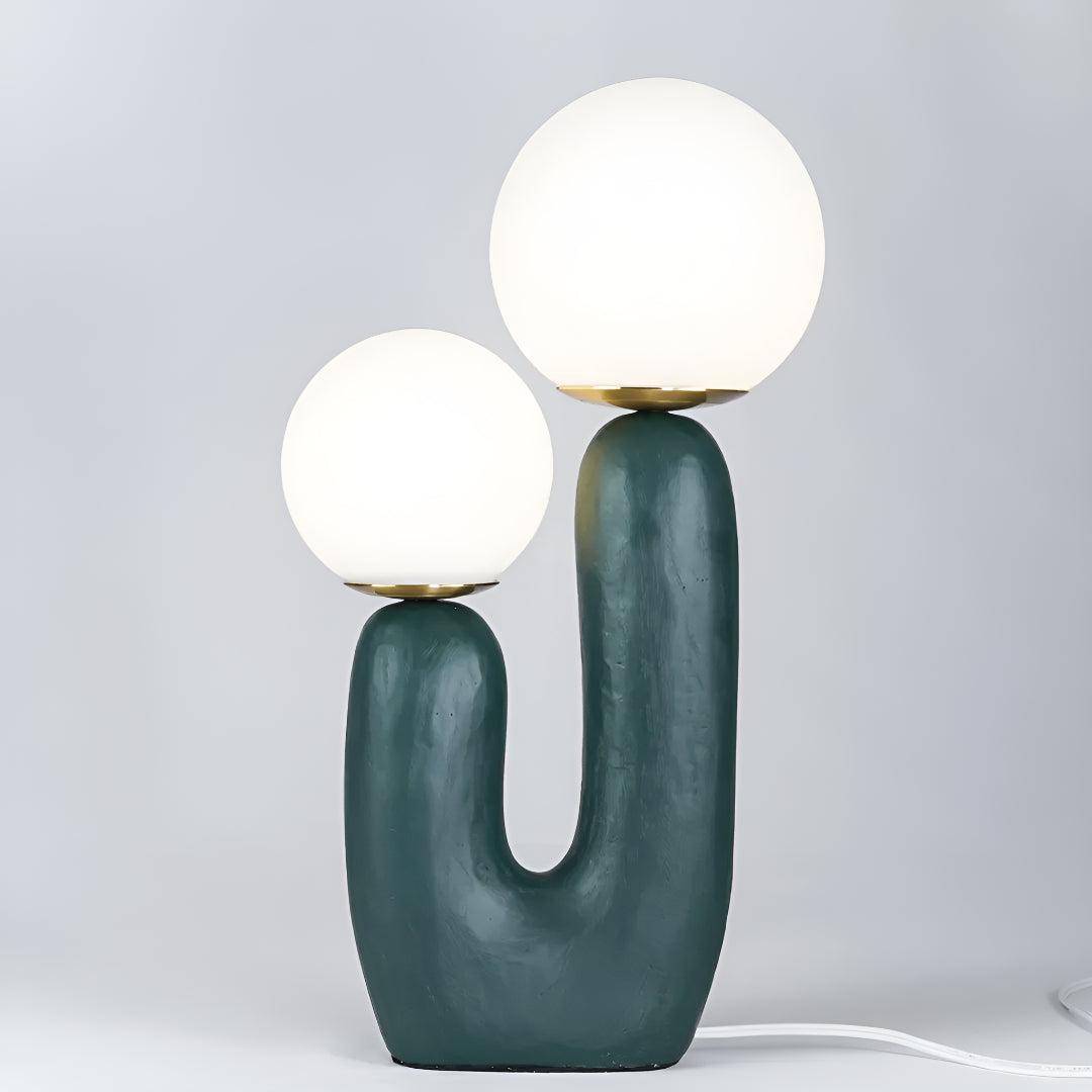 Modern Table Lamp With Unique Minimalist Sculptural Dual Globe Design