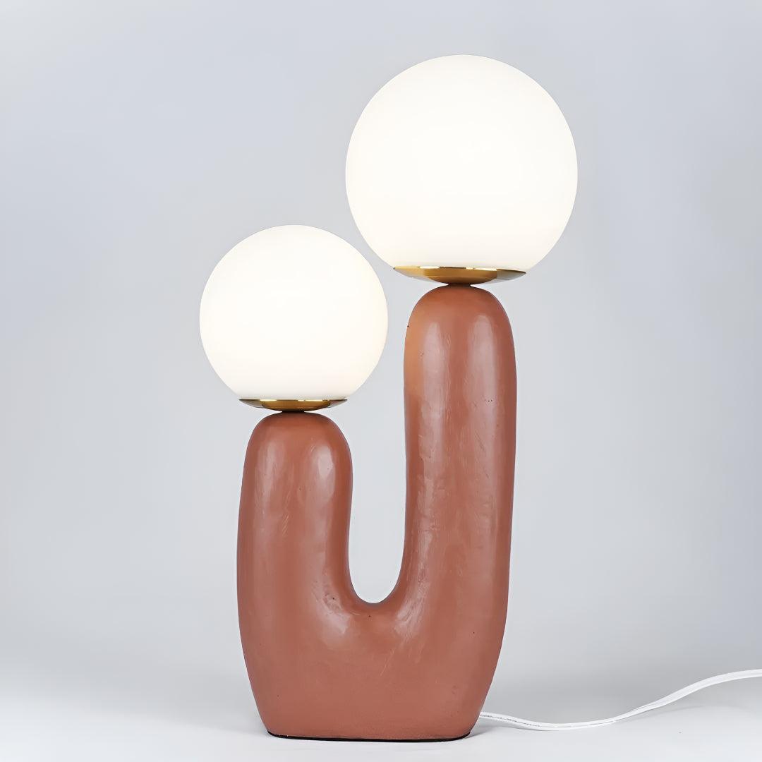 Modern Table Lamp With Unique Minimalist Sculptural Dual Globe Design