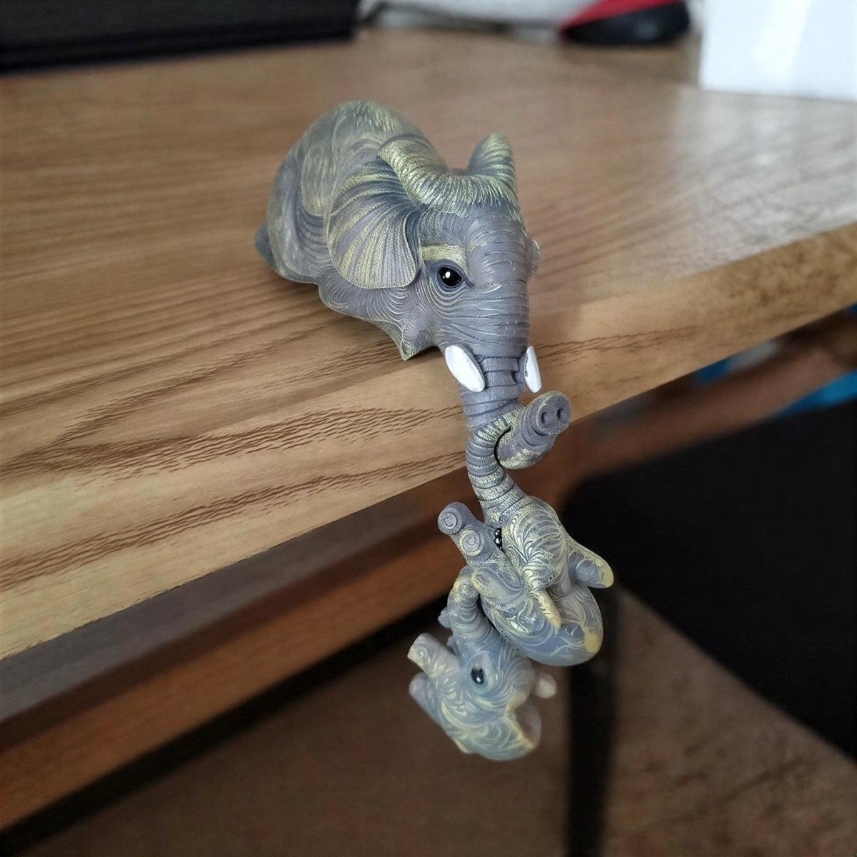 Mother And Baby Elephant Figurine Statue For Fireplace Mantel Decor