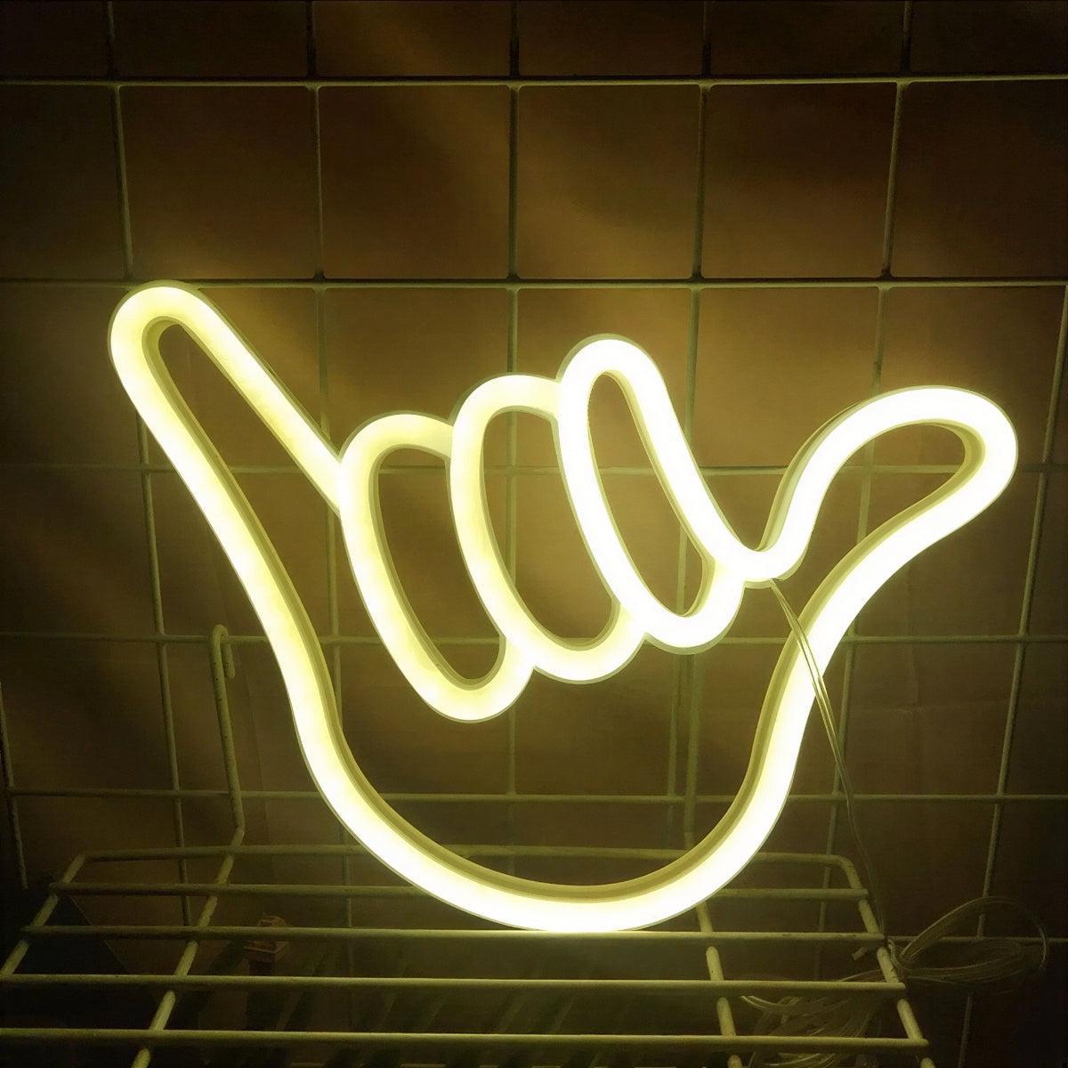 Neon Wall Light For Aesthetic Room Decor With Hang Loose Shaka Sign