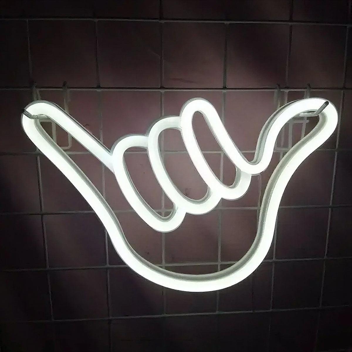 Neon Wall Light For Aesthetic Room Decor With Hang Loose Shaka Sign
