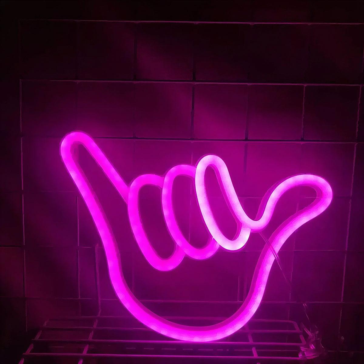 Neon Wall Light For Aesthetic Room Decor With Hang Loose Shaka Sign