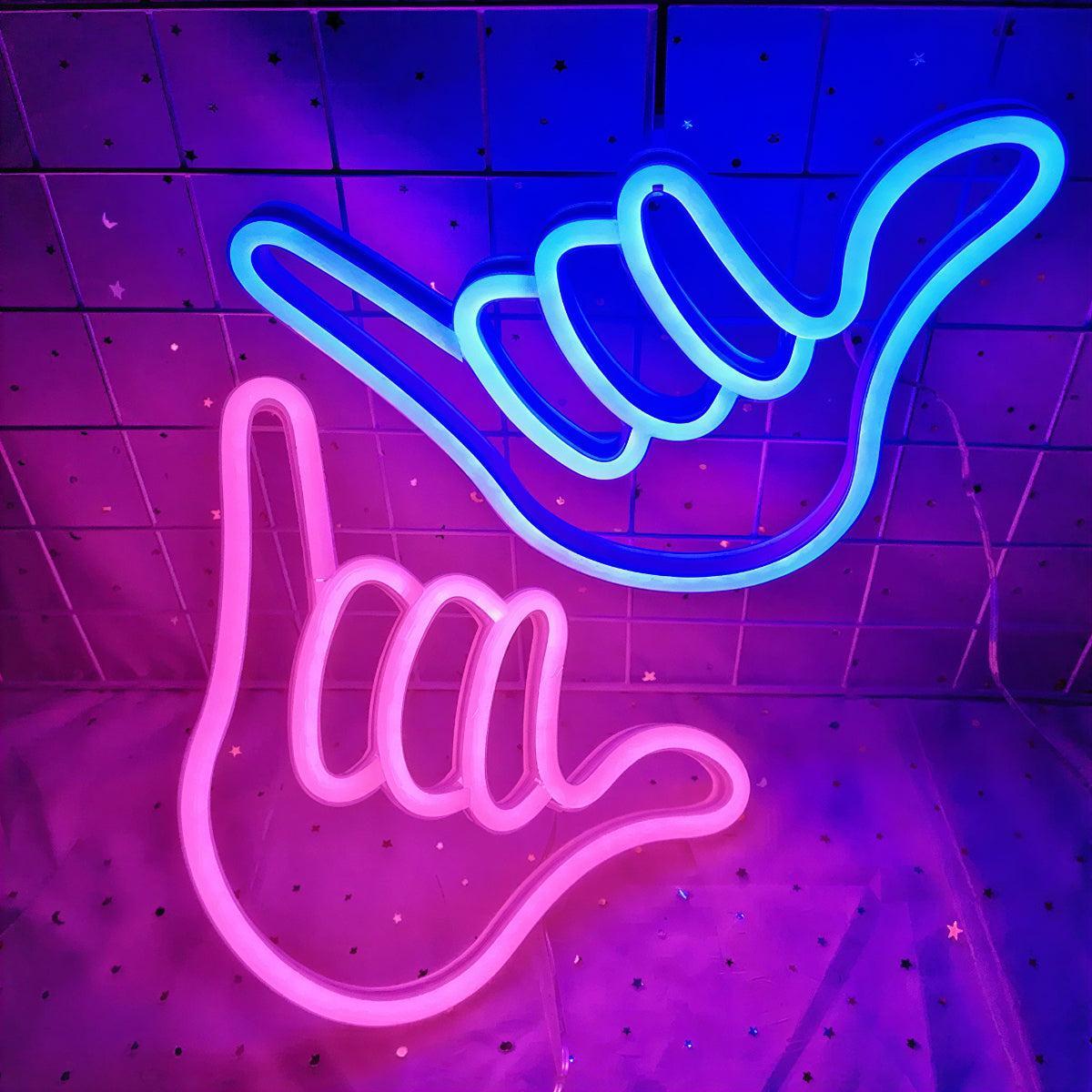 Neon Wall Light For Aesthetic Room Decor With Hang Loose Shaka Sign