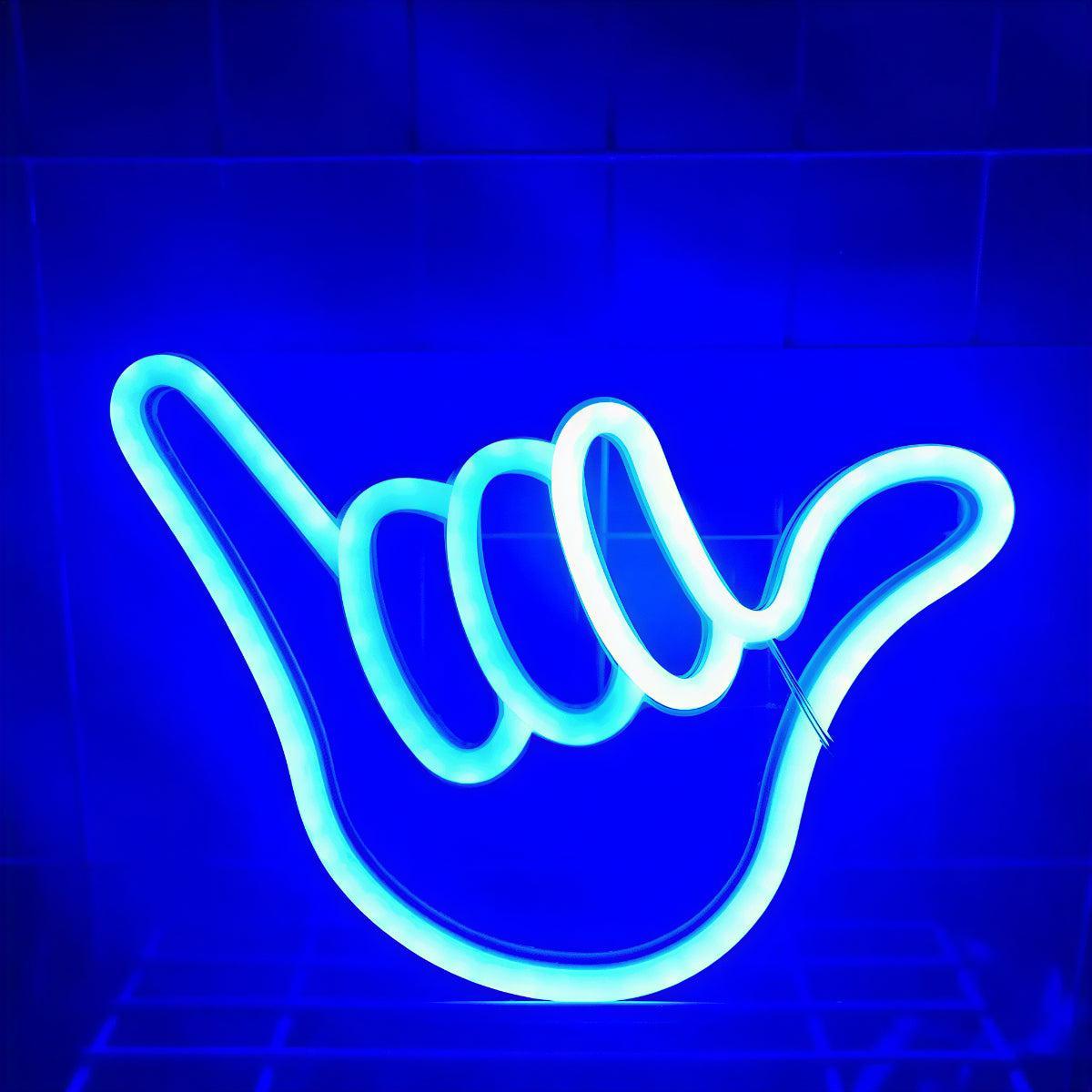 Neon Wall Light For Aesthetic Room Decor With Hang Loose Shaka Sign