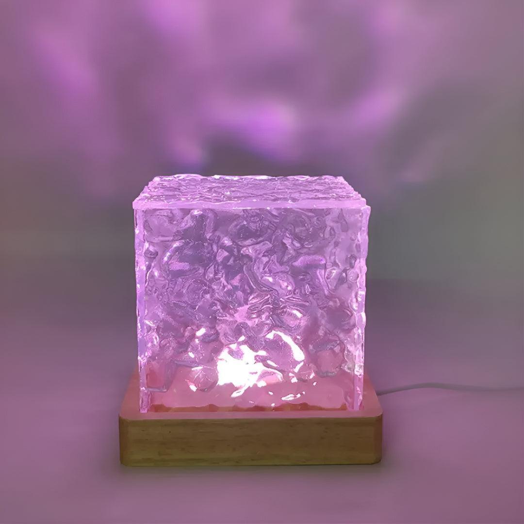 Nightstand Glass Cube Table Lamp With Mesmerizing Ambient Glow